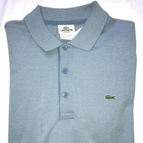 🐊LACOSTE REGULAR FIT POLO, Striped Blue/Gray_NWT - Picture 1 of 1